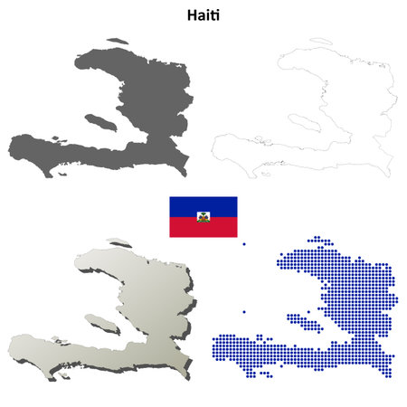Haiti blank detailed vector outline map setのイラスト素材