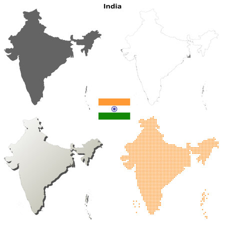 India blank detailed vector outline map setのイラスト素材
