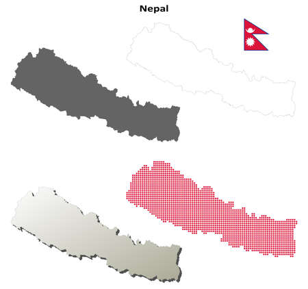 Nepal blank detailed vector outline map setのイラスト素材