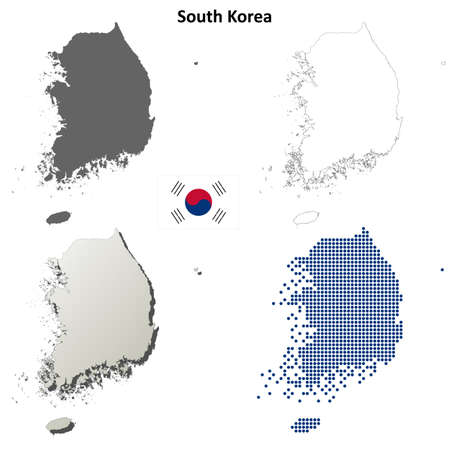 South Korea blank detailed outline map setのイラスト素材