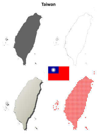 Taiwan blank detailed vector outline map setのイラスト素材