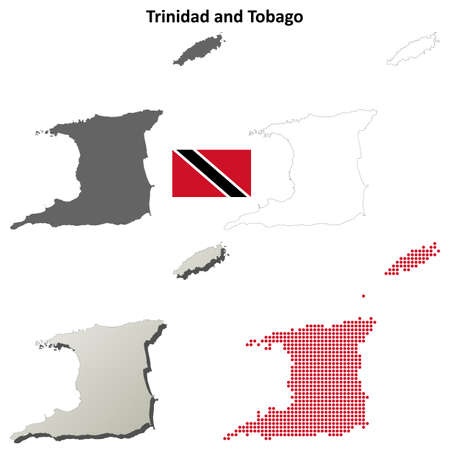 Trinidad and Tobago blank detailed outline map setのイラスト素材