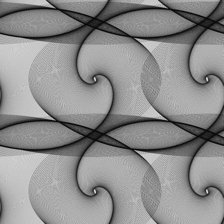 Black and white spiral pattern fractal designのイラスト素材