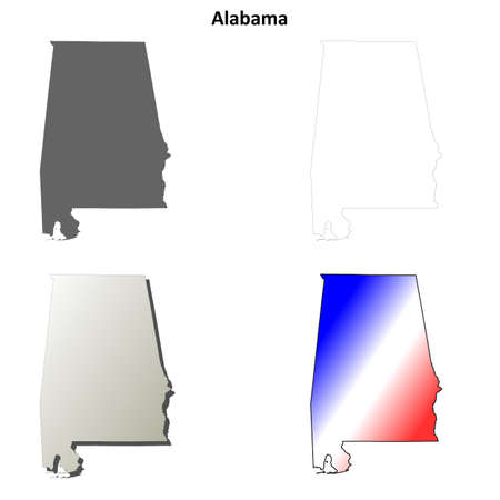 Alabama state blank vector outline map setのイラスト素材