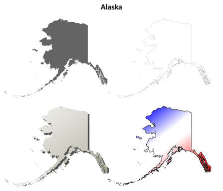 Alaska state blank vector outline map setのイラスト素材
