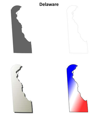 Delaware state blank vector outline map setのイラスト素材