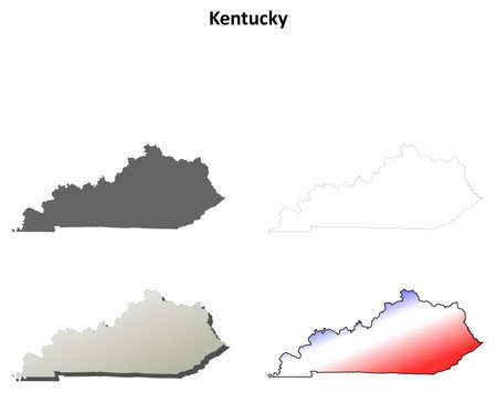 Kentucky state blank vector outline map setのイラスト素材