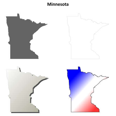 Minnesota state blank vector outline map setのイラスト素材