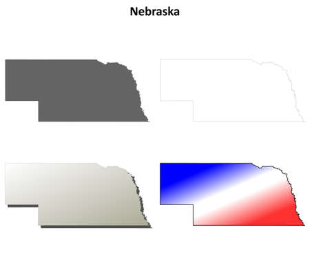Nebraska state blank vector outline map setのイラスト素材