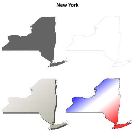New York state blank vector outline map setのイラスト素材