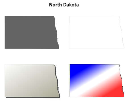 North Dakota state blank vector outline map setのイラスト素材