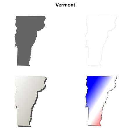 Vermont state blank vector outline map setのイラスト素材