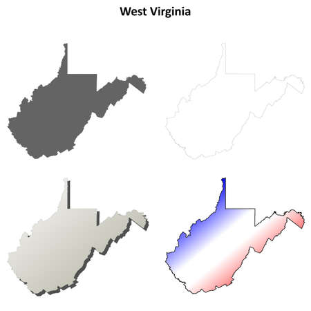 West Virginia state blank vector outline map setのイラスト素材