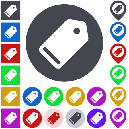 Color tag icon set. Square, circle and pin versions.のイラスト素材