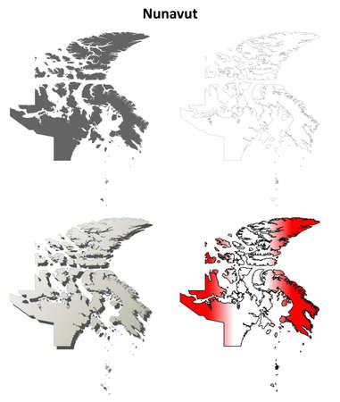 Nunavut territory blank vector outline map setのイラスト素材