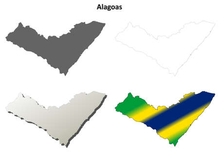 Alagoas blank detailed vector outline map setのイラスト素材