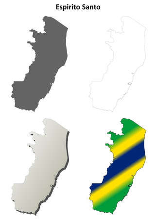 Espirito Santo detailed vector blank outline map setのイラスト素材