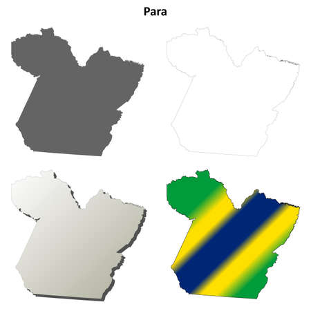 Para blank detailed vector outline map setのイラスト素材