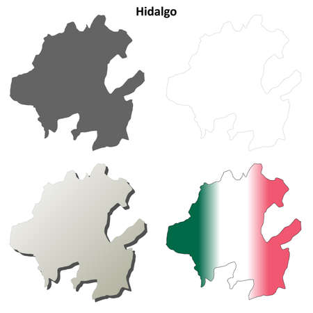 Hidalgo state blank vector outline map setのイラスト素材