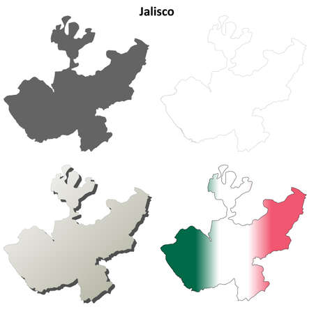 Jalisco state blank vector outline map setのイラスト素材