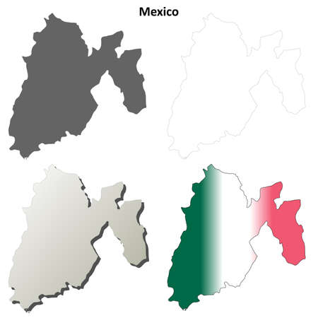 Mexico state blank vector outline map setのイラスト素材