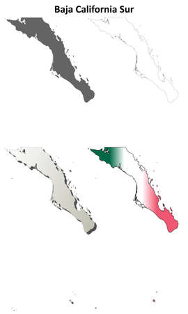 Baja California Sur blank outline map setのイラスト素材