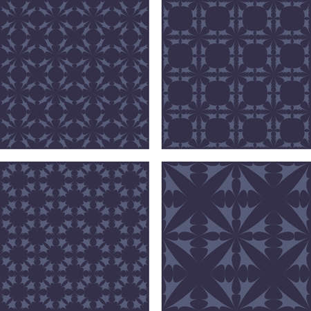 Dark grey vintage seamless pattern background setのイラスト素材