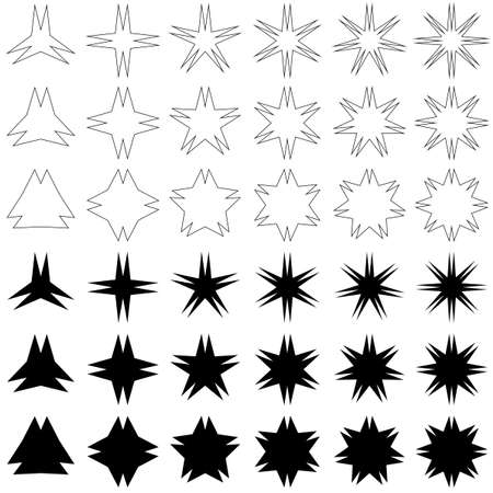 Double peak star shape symbol design setのイラスト素材