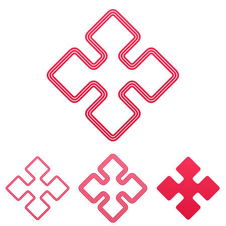 Crimson line research symbol logo design setのイラスト素材