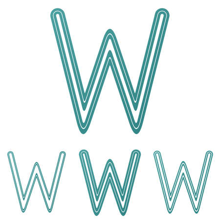 Teal line letter w logo design setのイラスト素材