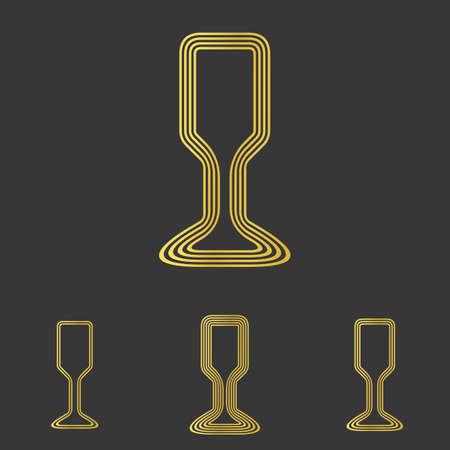 Golden line bar logo icon design setのイラスト素材