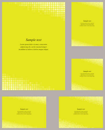 Yellow square mosaic page corner design template setのイラスト素材