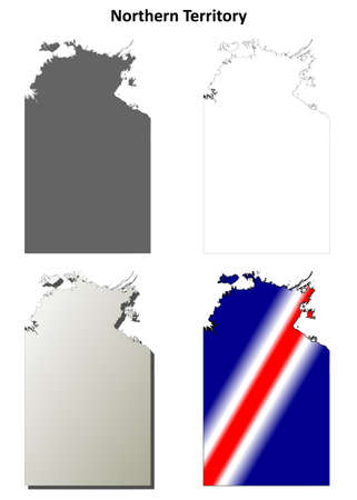 Northern Territory blank detailed outline map setのイラスト素材