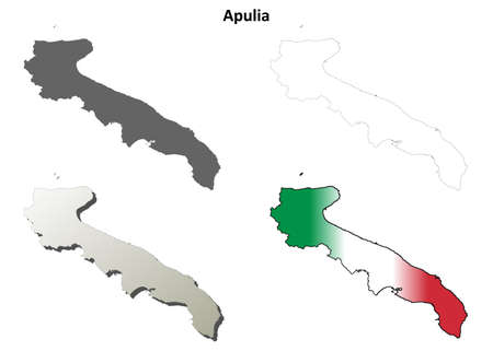 Apulia region blank detailed outline map setのイラスト素材