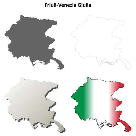 Friuli-Venezia Giulia blank detailed outline map setのイラスト素材