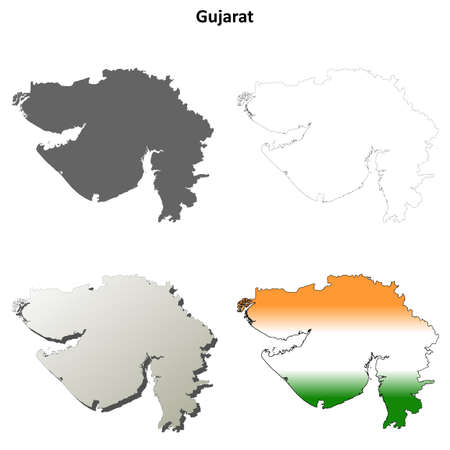 Gujarat blank detailed vector outline map setのイラスト素材