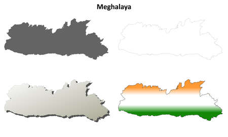 Meghalaya blank detailed vector outline map setのイラスト素材