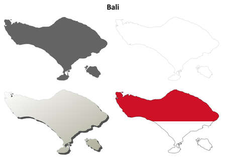 Bali blank detailed vector outline map setのイラスト素材