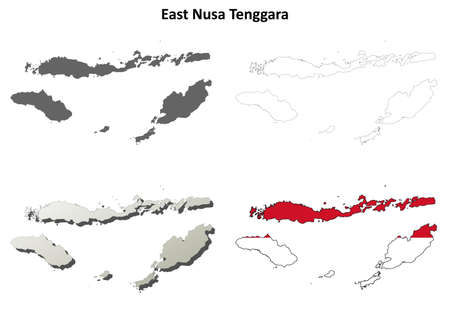 East Nusa Tenggara blank outline map setのイラスト素材