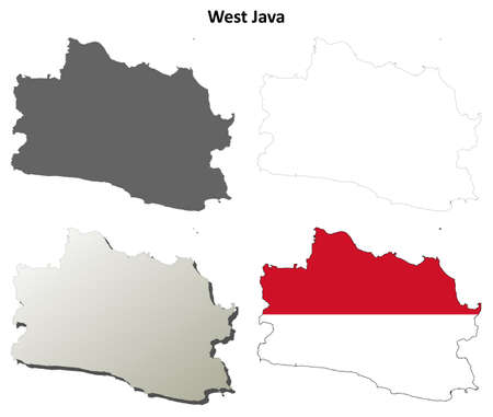 West Java blank detailed vector outline map setのイラスト素材
