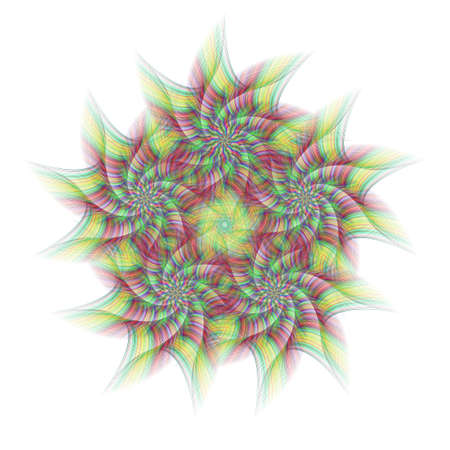 Colorful computer generated abstract circular fractal star designのイラスト素材