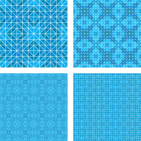 Blue mosaic tiled floor design pattern setのイラスト素材