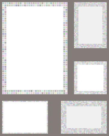 Light color pixel mosaic page layout border template setのイラスト素材
