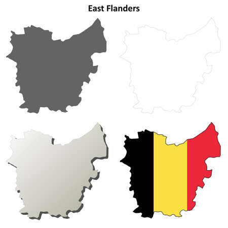 East Flanders voutline map set - Belgian versionのイラスト素材