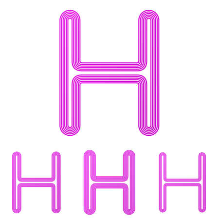 Magenta line letter h  design setのイラスト素材
