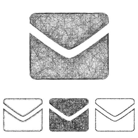 Mail icon design set - sketch line artのイラスト素材