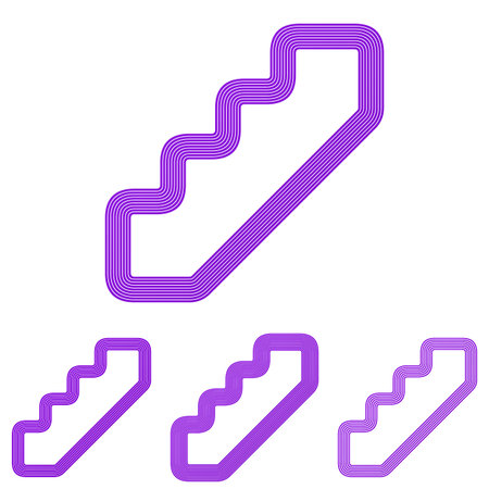 Purple line stair icon  design setのイラスト素材