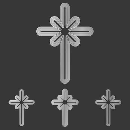 Silver line cross icon  design setのイラスト素材