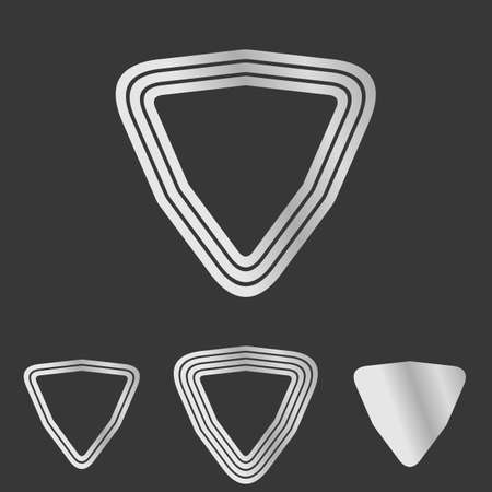 Silver line triangle shield  design setのイラスト素材
