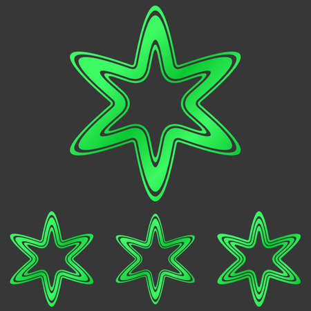 Green line star icon  design setのイラスト素材